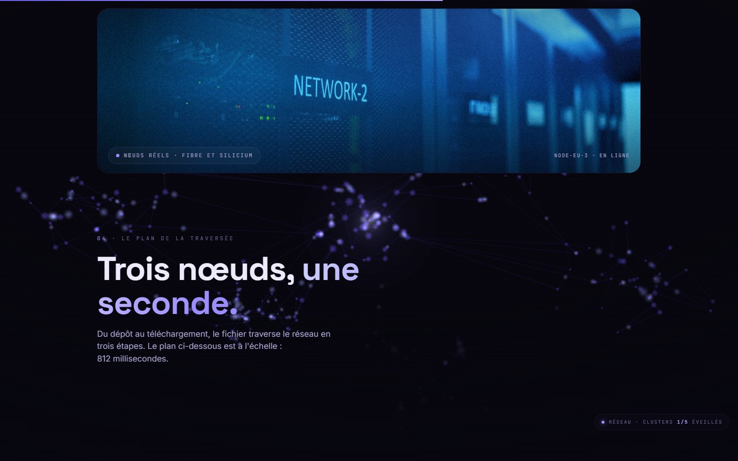 Démo CONVERTFAST : console de conversion de fichiers sur un réseau neural violet
